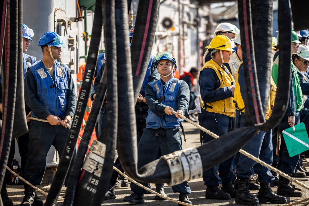 USS Iwo Jima Conducts a Fueling At Sea