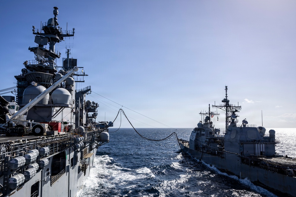 USS Iwo Jima Conducts a Fueling At Sea