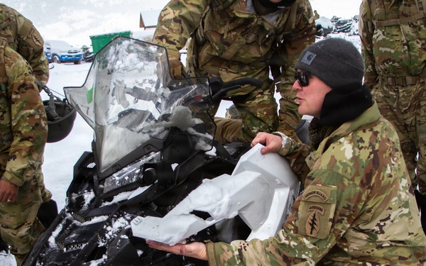 10th Special Forces Group (Airborne) Soldiers Train In Snowmobile Operation During Cold Weather Training.