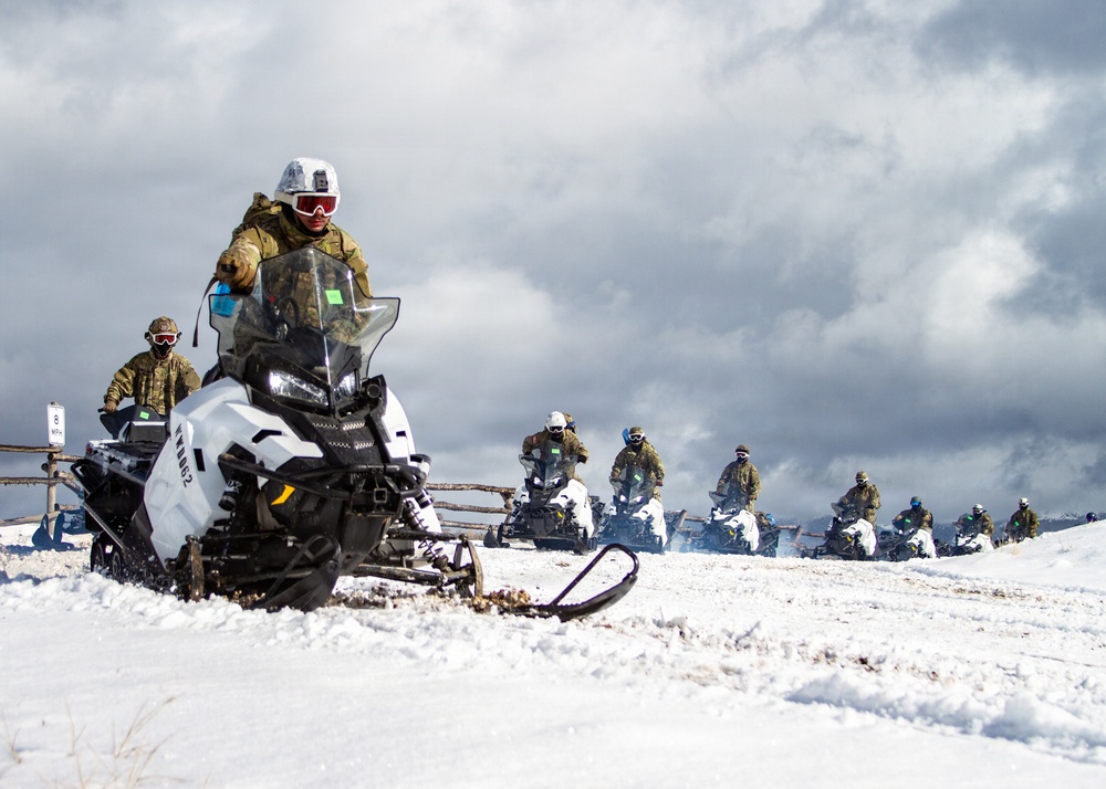 10th Special Forces Group (Airborne) Soldiers Train In Snowmobile Operation During Cold Weather Training.