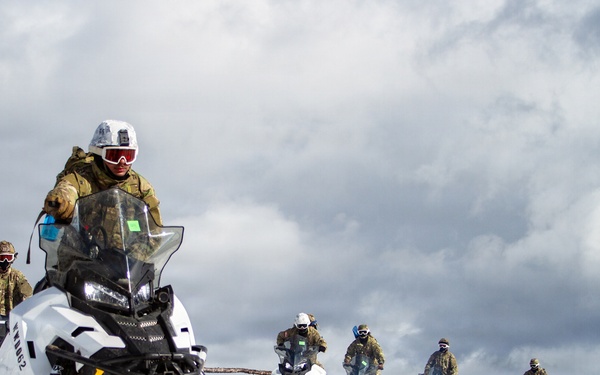 10th Special Forces Group (Airborne) Soldiers Train In Snowmobile Operation During Cold Weather Training.