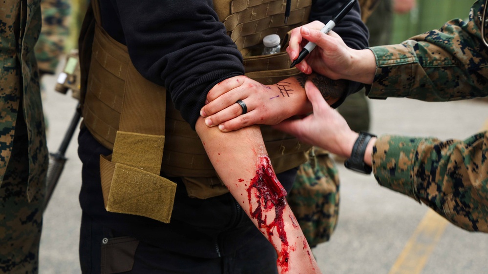 24th MEU CERTEX: U.S Marines and Sailors conduct a Mass Casualty mission