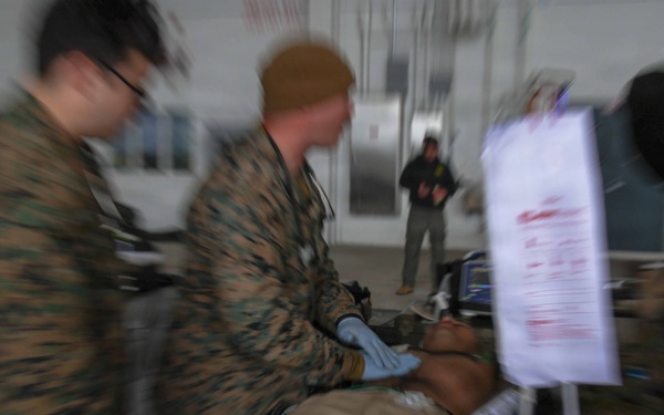 24th MEU CERTEX: U.S Marines and Sailors conduct a Mass Casualty mission