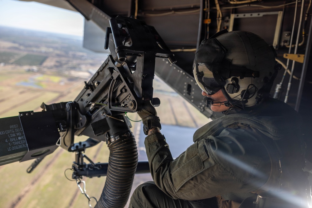 U.S. Marines with VMM-261 conduct aerial gunnery