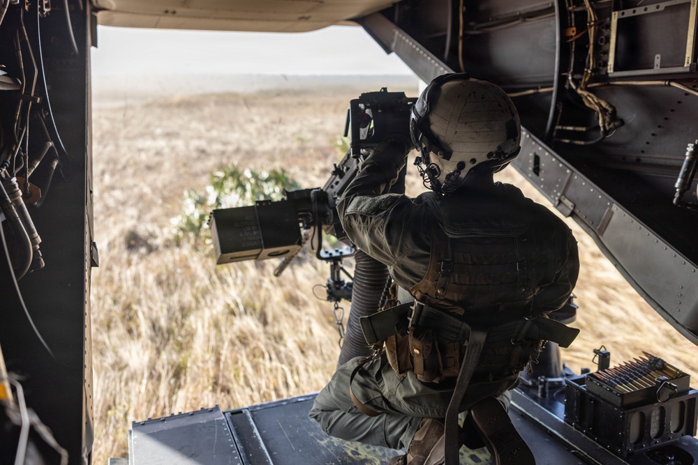 U.S. Marines with VMM-261 conduct aerial gunnery