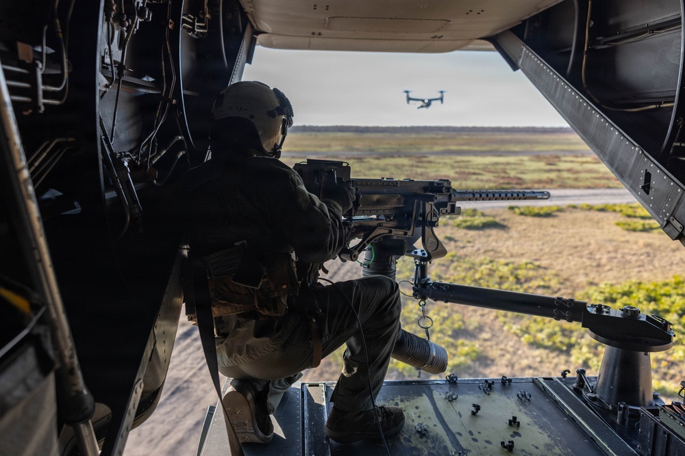 U.S. Marines with VMM-261 conduct aerial gunnery