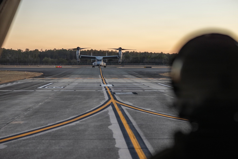 U.S. Marines with VMM-261 conduct aerial gunnery