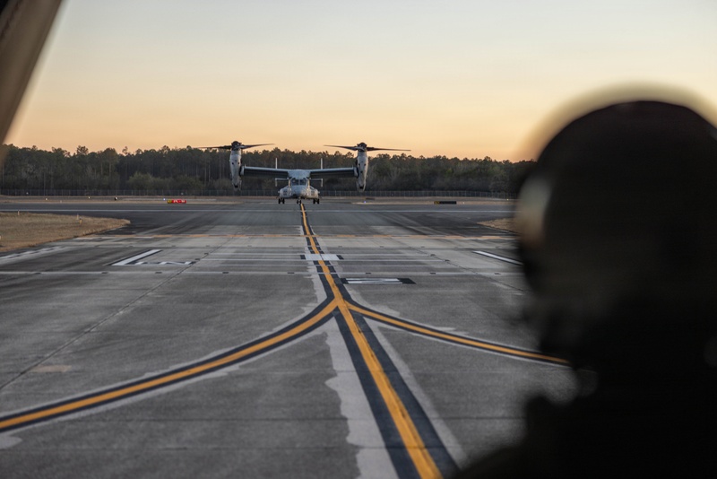 U.S. Marines with VMM-261 conduct aerial gunnery