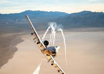Flares Illuminate Sky During A-10 Maneuver