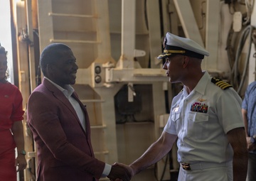 22nd MEU (SOC) | Caribbean Community Leadership Visits Marines and Sailors Aboard USS San Antonio