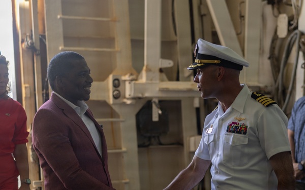 22nd MEU (SOC) | Caribbean Community Leadership Visits Marines and Sailors Aboard USS San Antonio