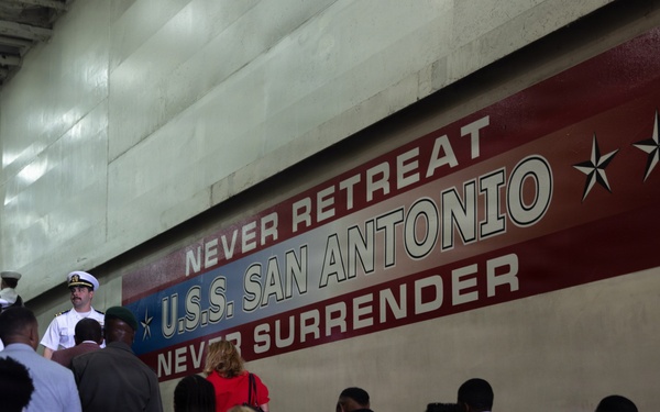 22nd MEU (SOC) | Caribbean Community Leadership Visits Marines and Sailors Aboard USS San Antonio