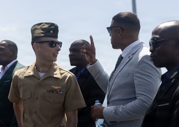 22nd MEU (SOC) | Caribbean Community Leadership Visits Marines and Sailors Aboard USS San Antonio