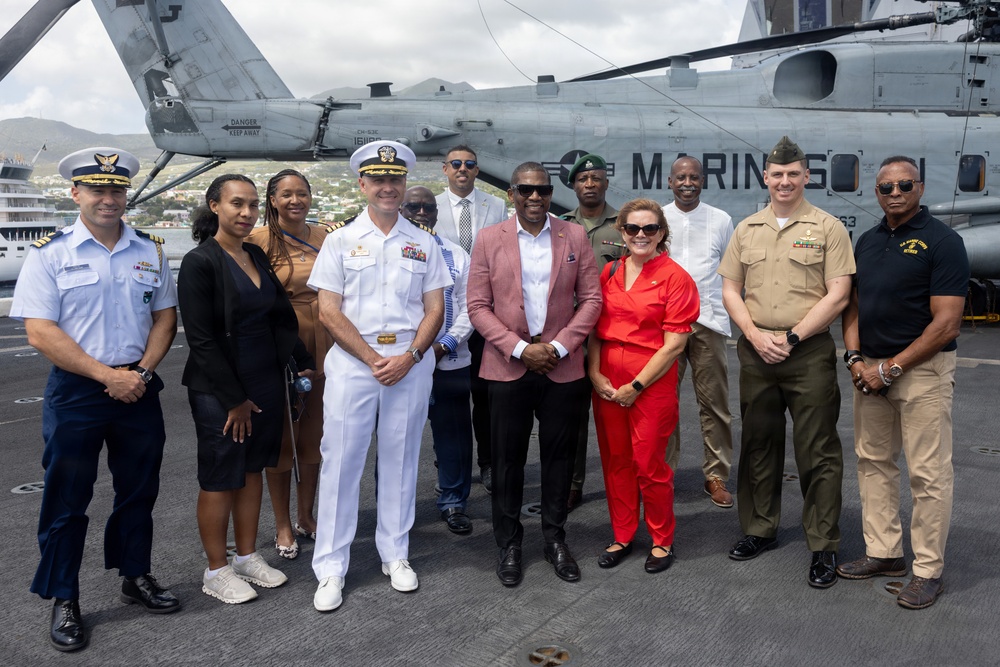 22nd MEU (SOC) | Caribbean Community Leadership Visits Marines and Sailors Aboard USS San Antonio