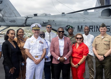 22nd MEU (SOC) | Caribbean Community Leadership Visits Marines and Sailors Aboard USS San Antonio