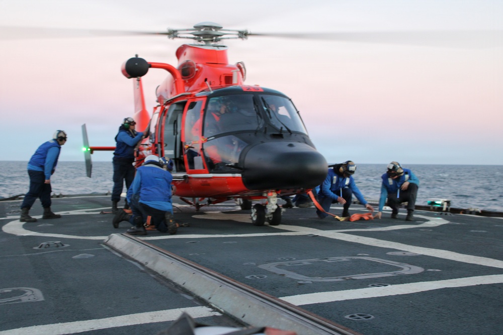 USCGC Tampa and HITRON conduct deck landing qualifications at sea