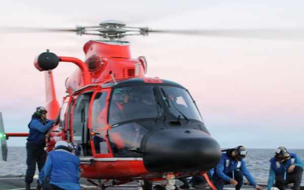 USCGC Tampa and HITRON conduct deck landing qualifications at sea