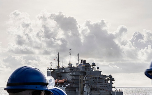 USS Iwo Jima Conducts a Replenishment-At-Sea