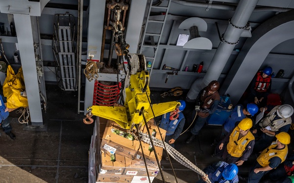 USS Iwo Jima Conducts a Replenishment-At-Sea