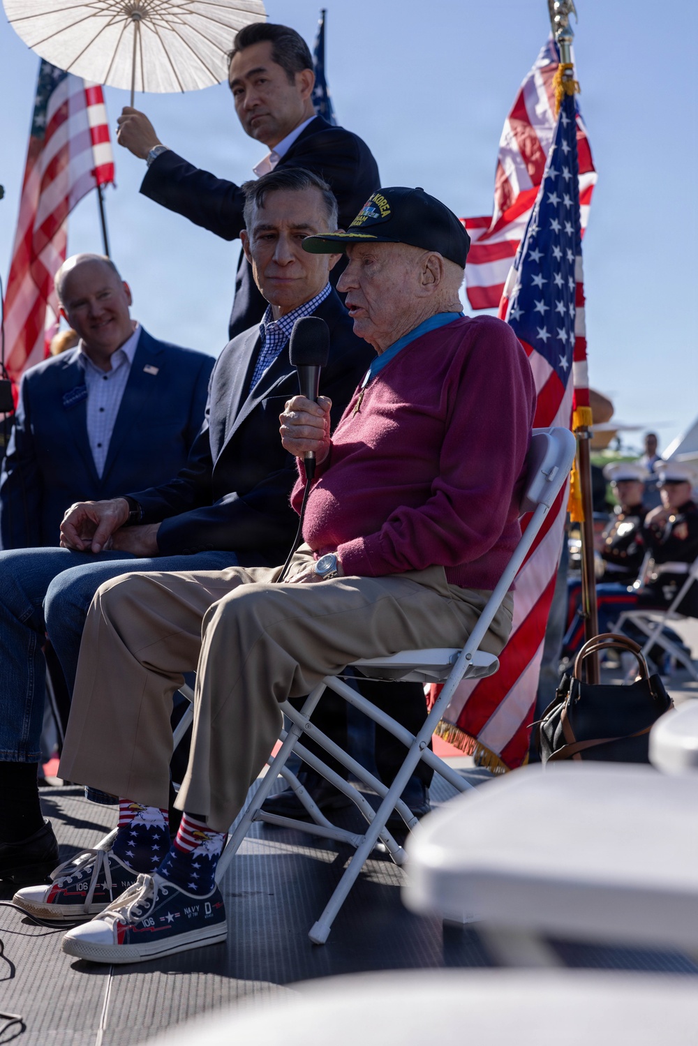 MoH recipient, retired U.S. Navy Capt. Royce Williams arrives at Jet Center Palomar Airport