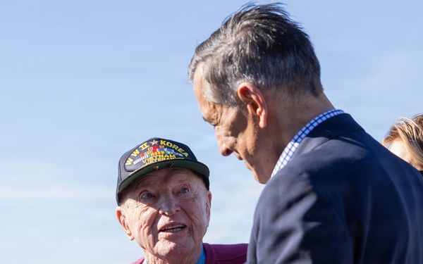 MoH recipient, retired U.S. Navy Capt. Royce Williams arrives at Jet Center Palomar Airport
