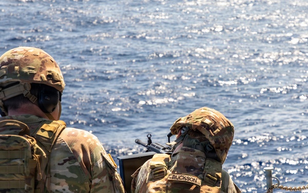 U.S. Soldiers Conduct Gunnery At Sea