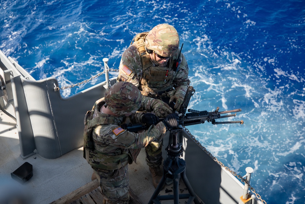 U.S. Soldiers Conduct Gunnery At Sea