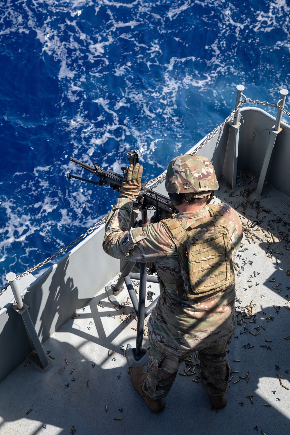 U.S. Soldiers Conduct Gunnery At Sea