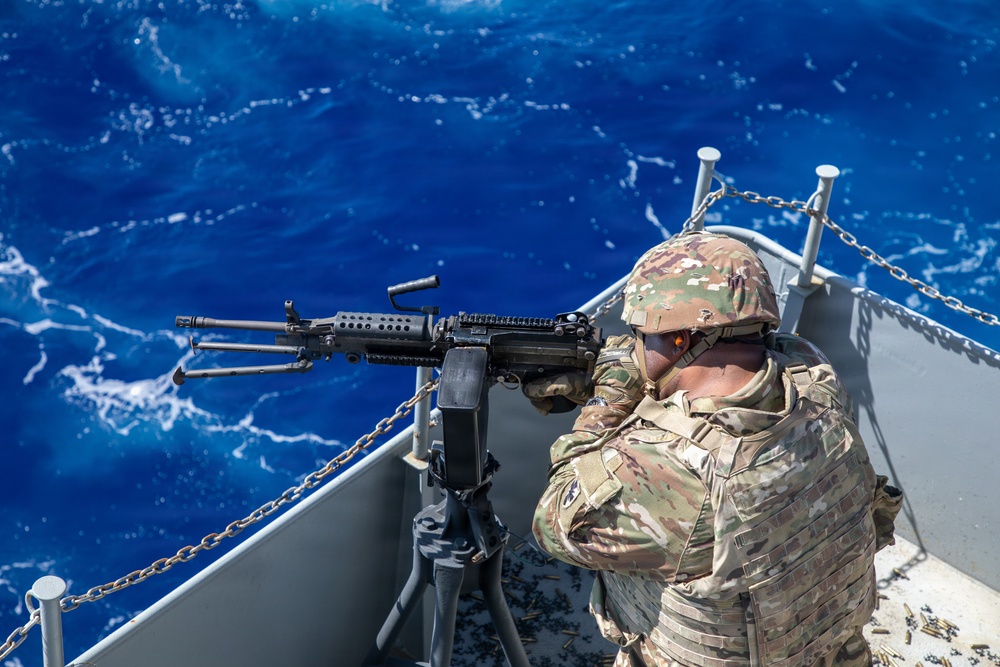 U.S. Soldiers Conduct Gunnery At Sea