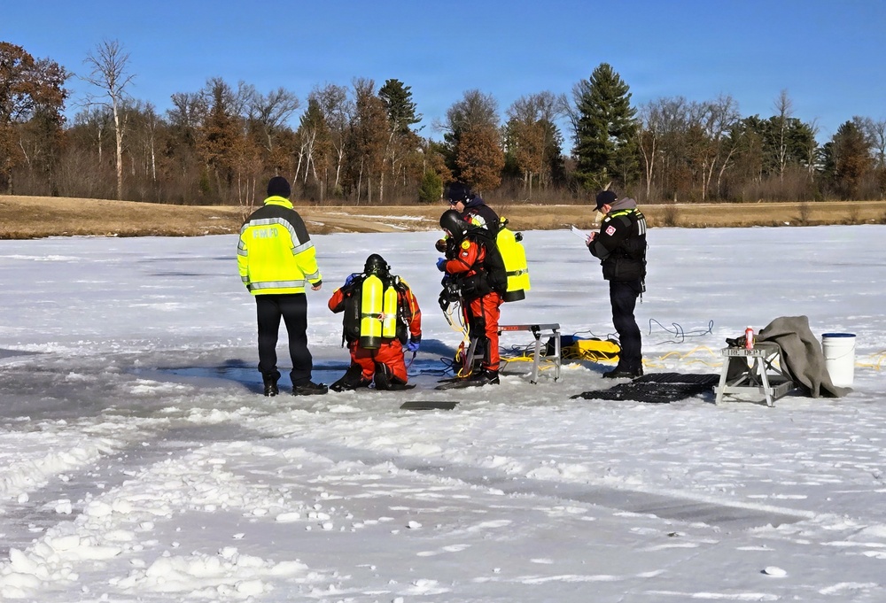 Fort McCoy DES Fire Department dive team holds February rescue training under ice