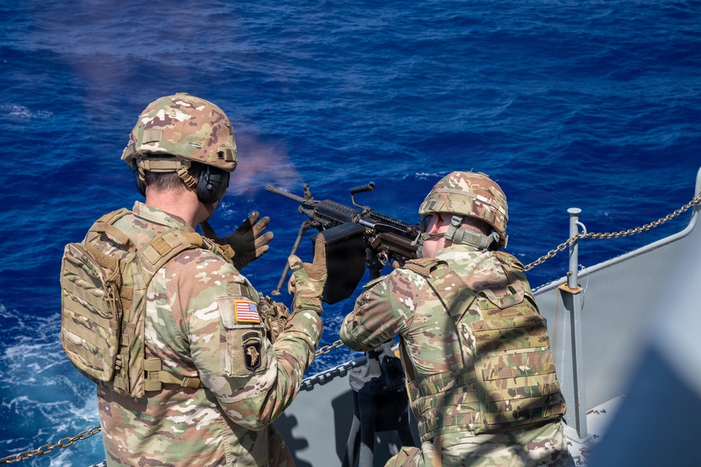 U.S. Soldiers Conduct Gunnery At Sea