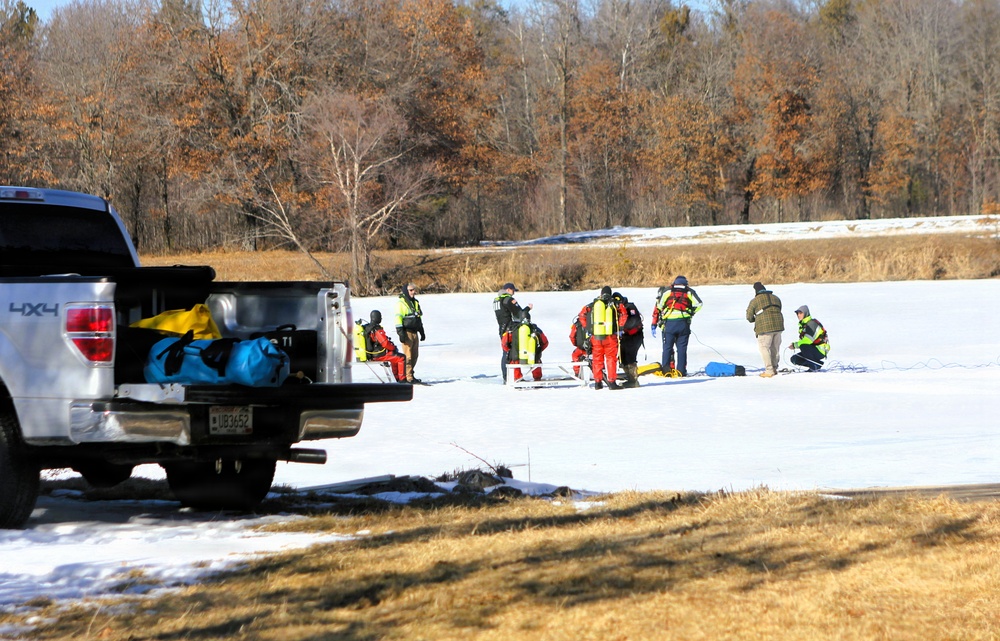 Fort McCoy DES Fire Department dive team holds February rescue training under ice
