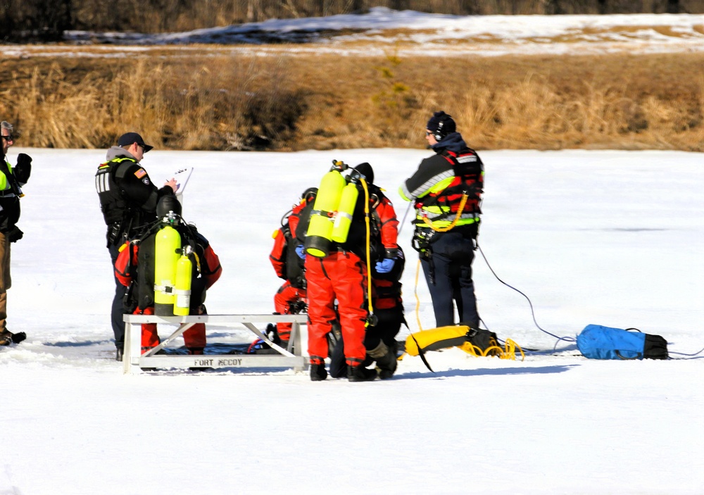 Fort McCoy DES Fire Department dive team holds February rescue training under ice
