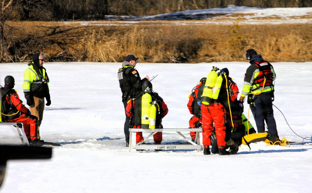 Fort McCoy DES Fire Department dive team holds February rescue training under ice