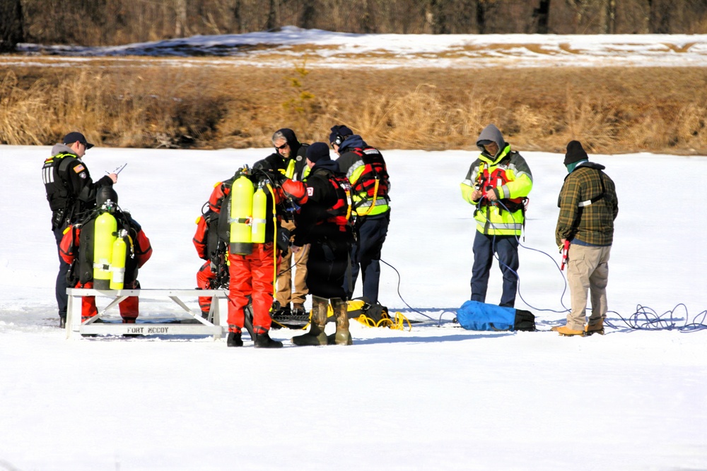 Fort McCoy DES Fire Department dive team holds February rescue training under ice
