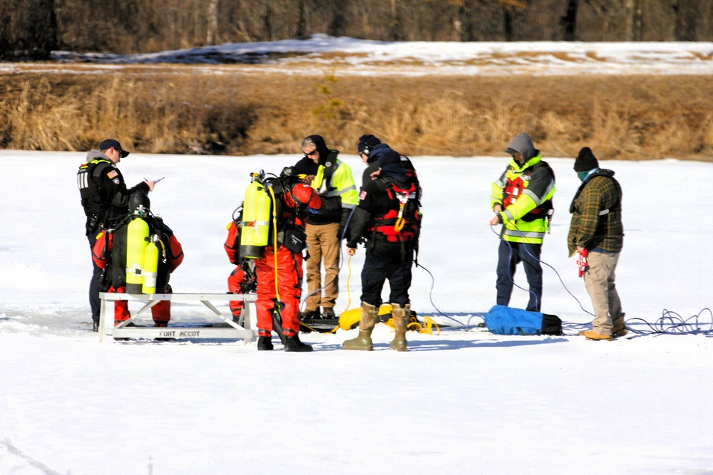 Fort McCoy DES Fire Department dive team holds February rescue training under ice
