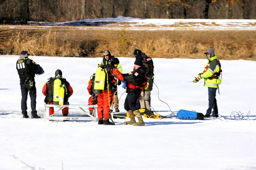 Fort McCoy DES Fire Department dive team holds February rescue training under ice