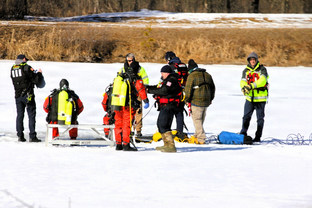 Fort McCoy DES Fire Department dive team holds February rescue training under ice
