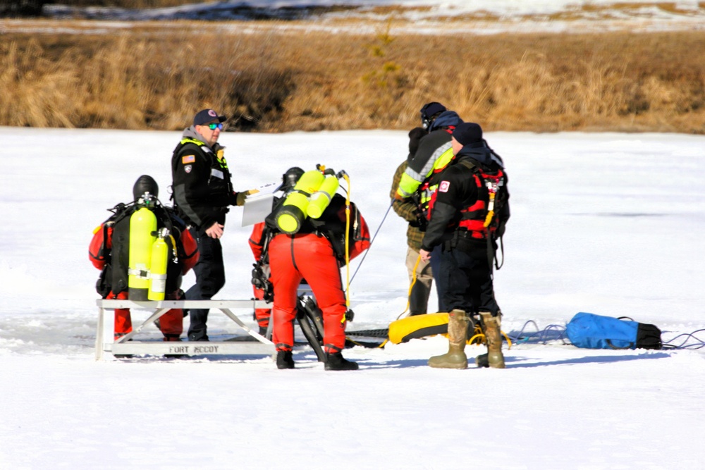 Fort McCoy DES Fire Department dive team holds February rescue training under ice