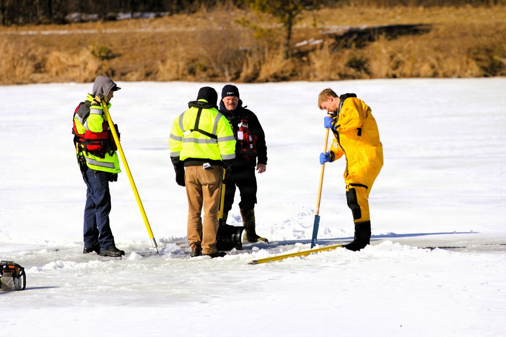 Fort McCoy DES Fire Department dive team holds February rescue training under ice