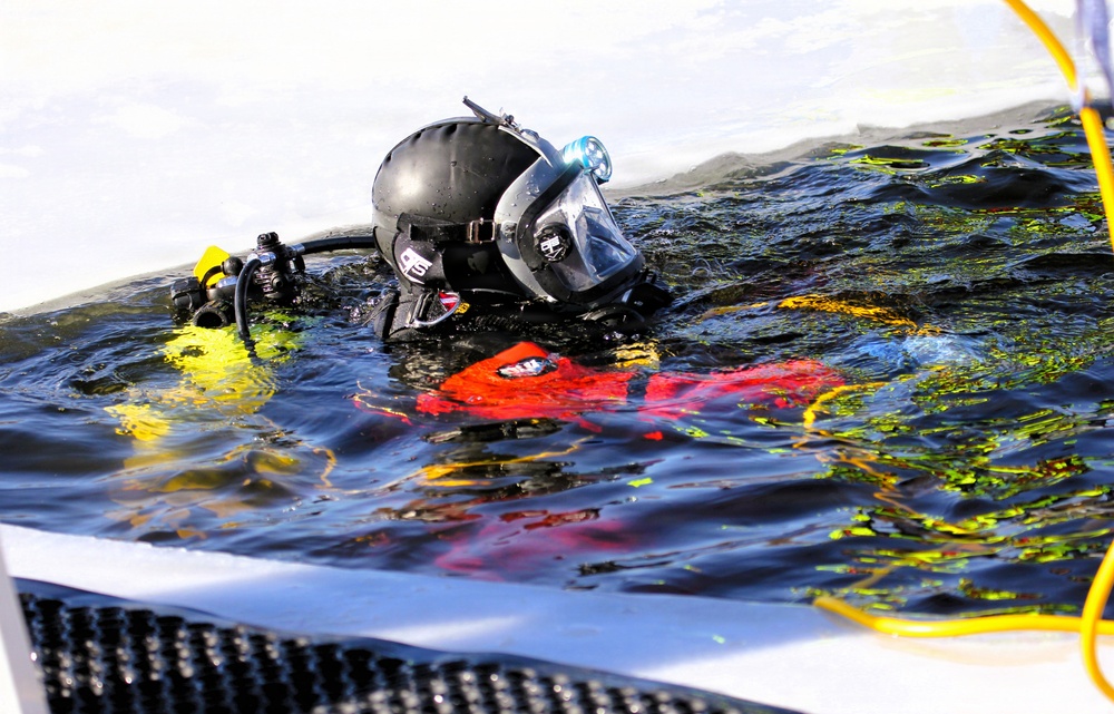 Fort McCoy DES Fire Department dive team holds February rescue training under ice