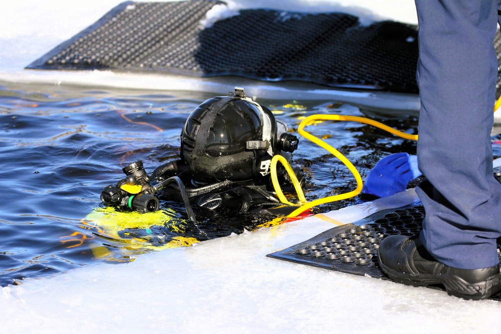 Fort McCoy DES Fire Department dive team holds February rescue training under ice