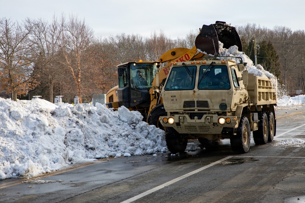 Mass Guard Removes Snow From Fall River