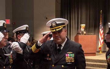 Capt. Allen Agor relieves Capt. Eric Hunter as commanding officer USS Ohio (SSGN 726) Blue Crew