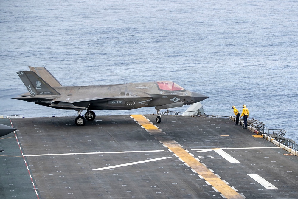 USS Tripoli Conducts F-35 Flight Operations
