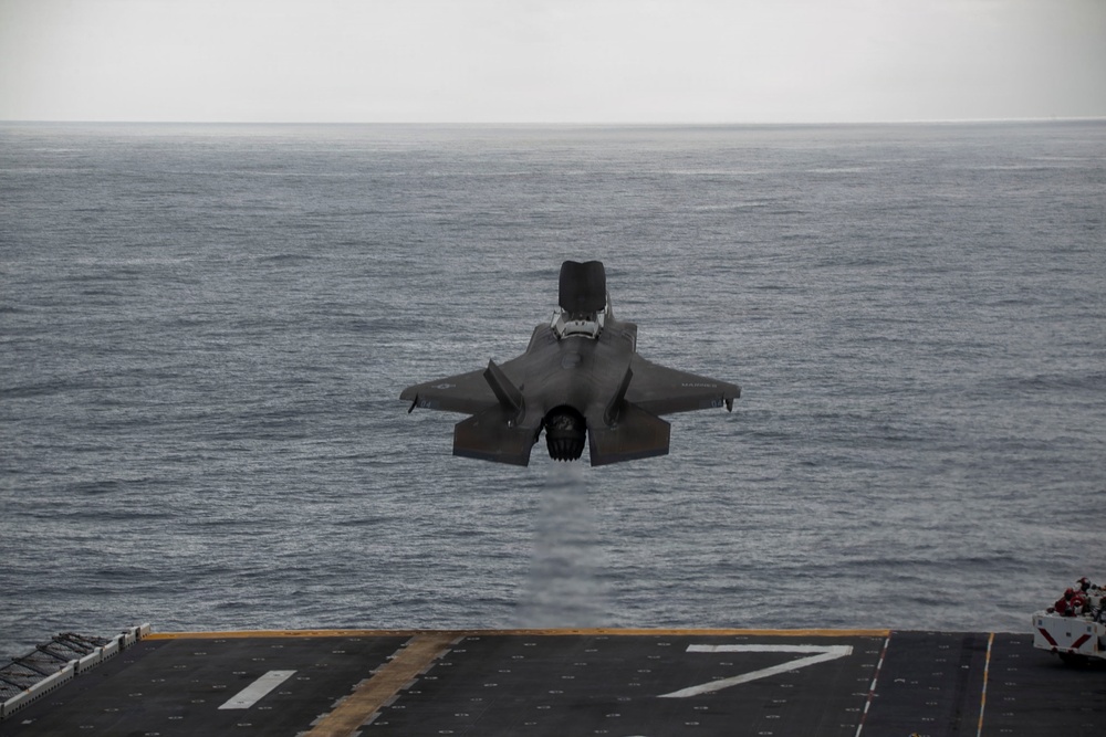 USS Tripoli Conducts F-35 Flight Operations