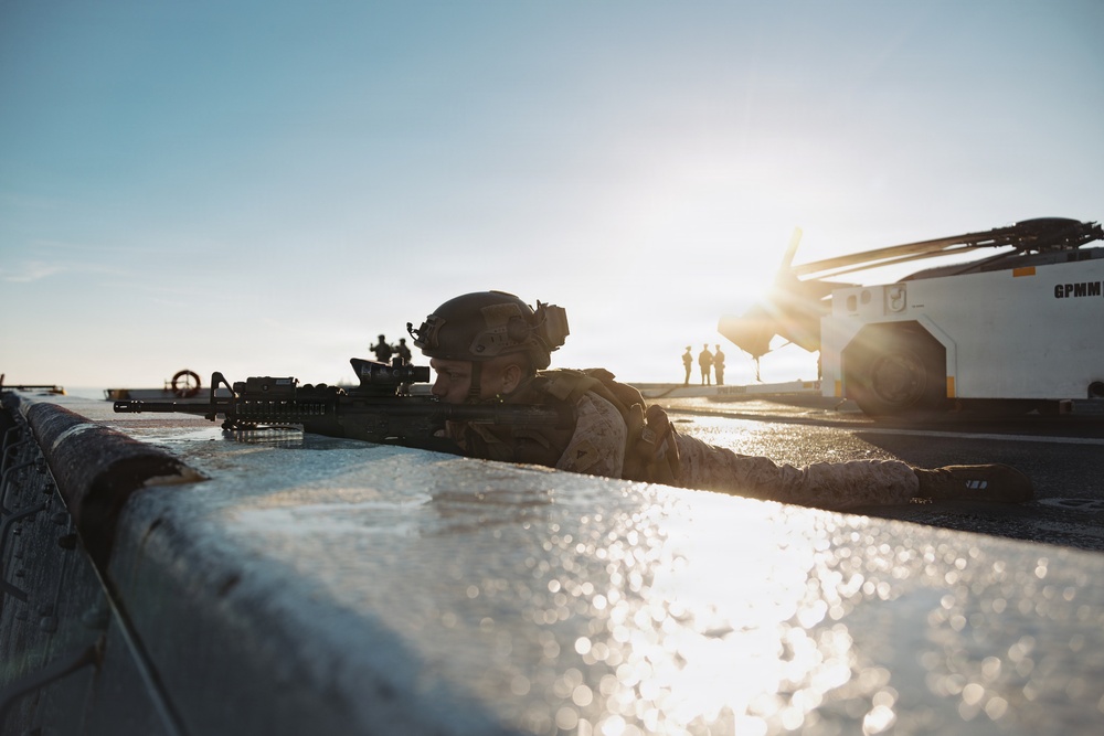 11th MEU Marines, Sailors conduct a Simulated Strait Transit aboard USS Portland