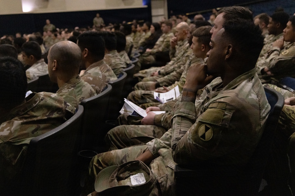 U.S. Soldiers Gathered for a PCS/ETS Retention Brief Hosted by I Corps Command Sgt. Maj.