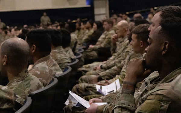 U.S. Soldiers Gathered for a PCS/ETS Retention Brief Hosted by I Corps Command Sgt. Maj.