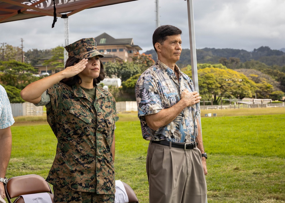 MARFORPAC HQ Company conducts change of command ceremony